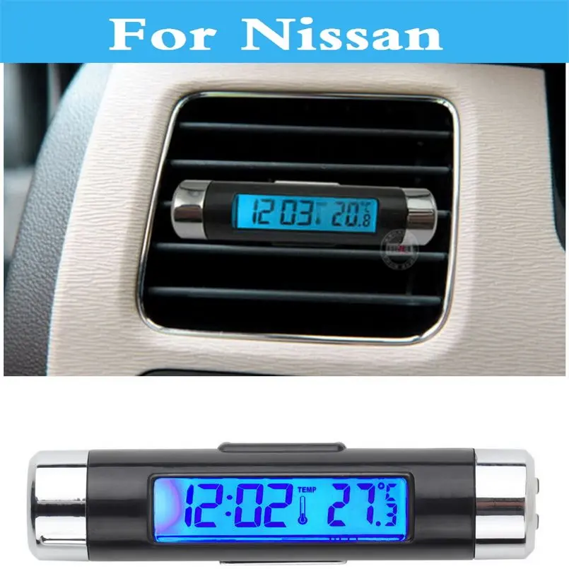 Car Auto Light Digital Led Thermometer Voltmeter Clock For Nissan Teana Terrano Tiida Versa Wingroad X-Trail March X-Terra Hot