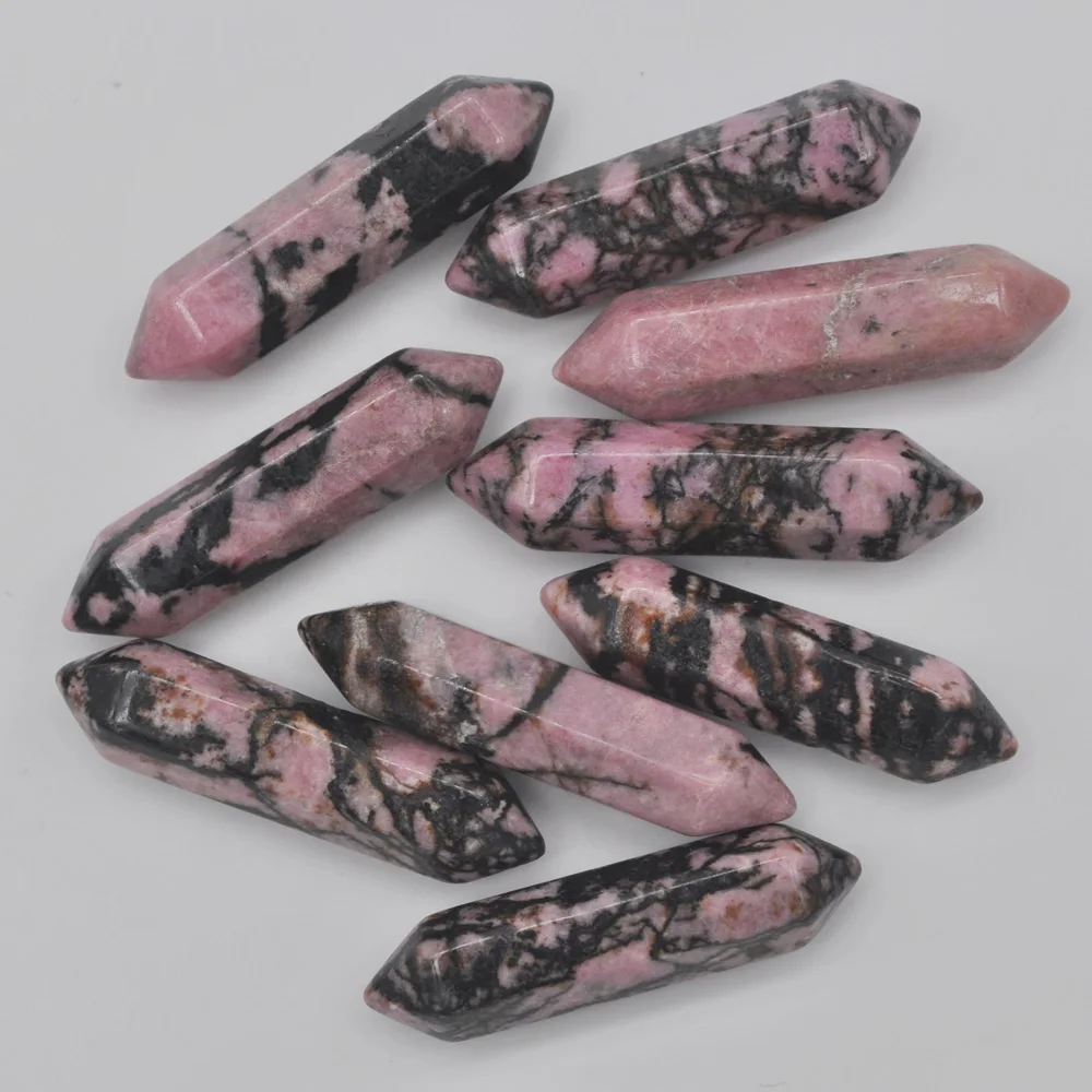 35x8MM Rhodonite Cabochon CAB Crystal Pillar Jewelry For Woman Gift Pendant Making (10 pcs/lot) H216