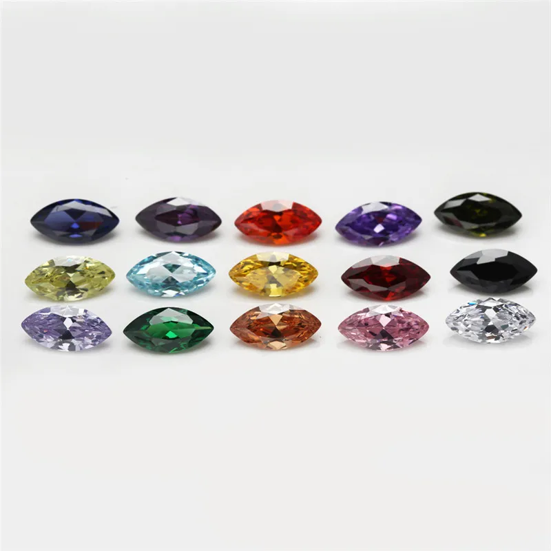 1pcs Per Color Total 15pcs Marquise Shape Loose Cubic Zirconia Stone Mix 15 Colours CZ Synthetic Gemstone for Jewelry Making