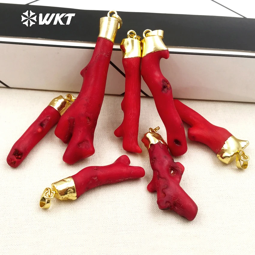 WT-P245 Fashion 18K Real Gold Plated coral pendants with In Randomly Shape And Size For Necklace Design