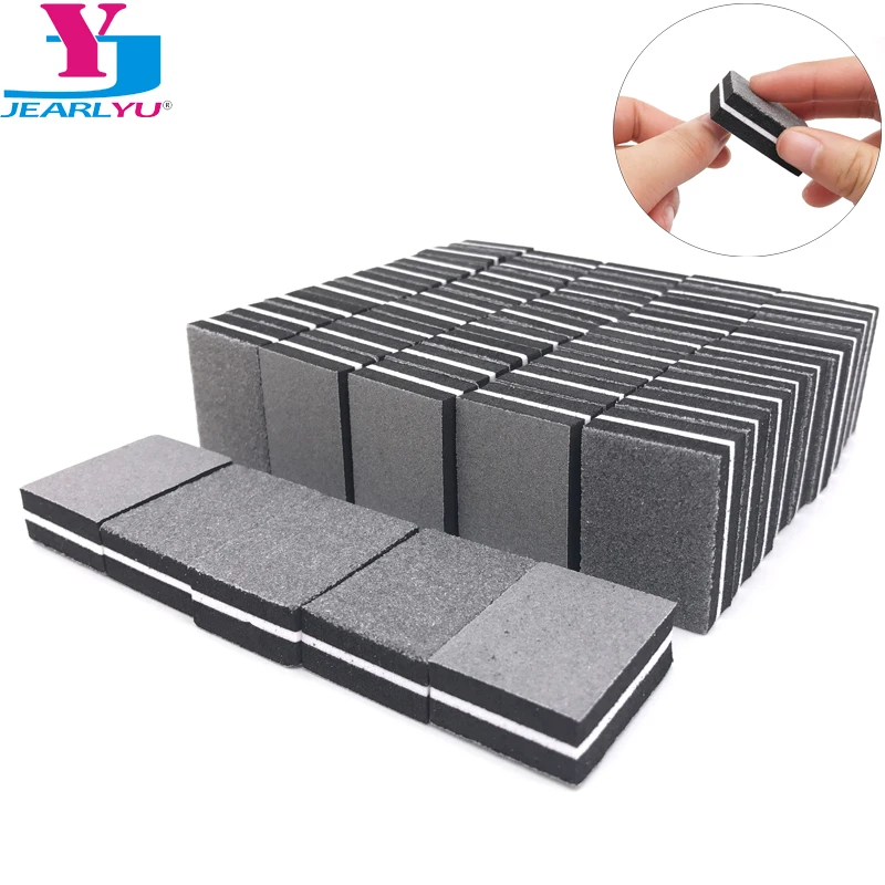 50 Pcs Black Sponge Nail Sanding Files Block Manicure Tools Artificial Tips Durable Buffer For UV Gel Polish Remover Care Kit