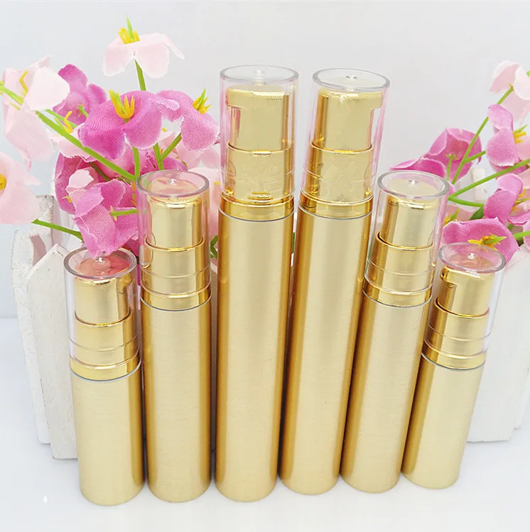 

100pcs hot sale luxury 5ml 10ml 15ml golden plastic vacuum bottle , wholesale unique 5 ml 10 ml 15 ml plastic airless bottle