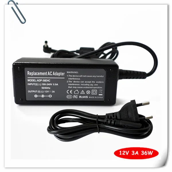 12V 3A AC Adapter Battery Charger For ASUS Eee PC 901 900HA 904HA 1000HA 1000H 1000HD 1002HA Laptop Notebook Power Supply Cord