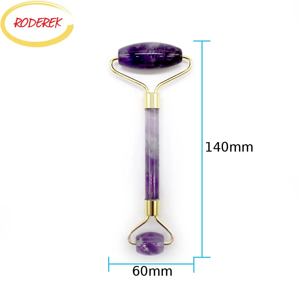 Double Head Quartz Roller Face Massage Jade Roller Stone Face Lift Massage Roller Anti Cellulite Tools