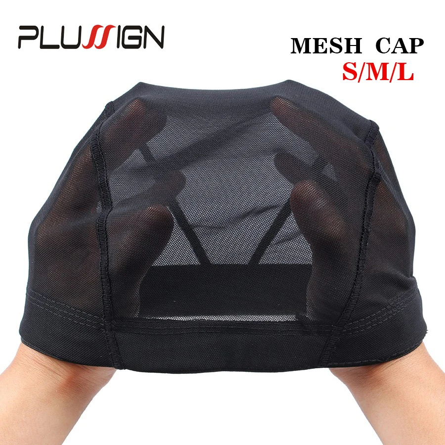 Plussign Dome Cap 2pcs/Lot Mesh Cap With Breathable Holes Black S M L Size Wig Making Tools Hairnet For Wigs Good Weaving Cap