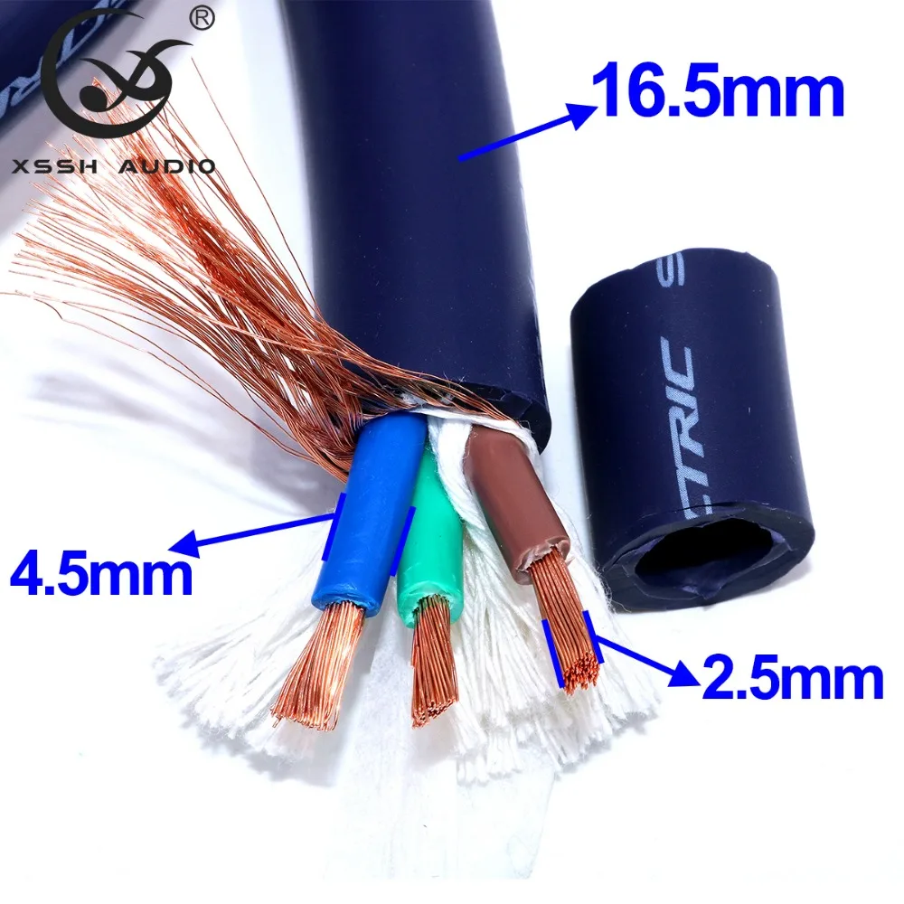 Аудиопровод XSSH, Hi-End Hi-Fi усилитель 16,5 мм, 3-ядерный OFC, чистая медь, Schuko EU + IEC, гнездовой, позолоченный штекер, кабель питания, шнур