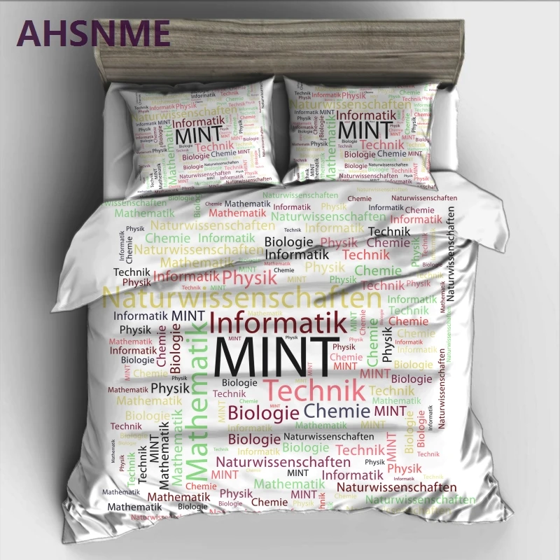 

AHSNME Geek Mint biologie Bedding Set High-definition Print Quilt Cover for RU AU EU King Double Size Market Custom home textile