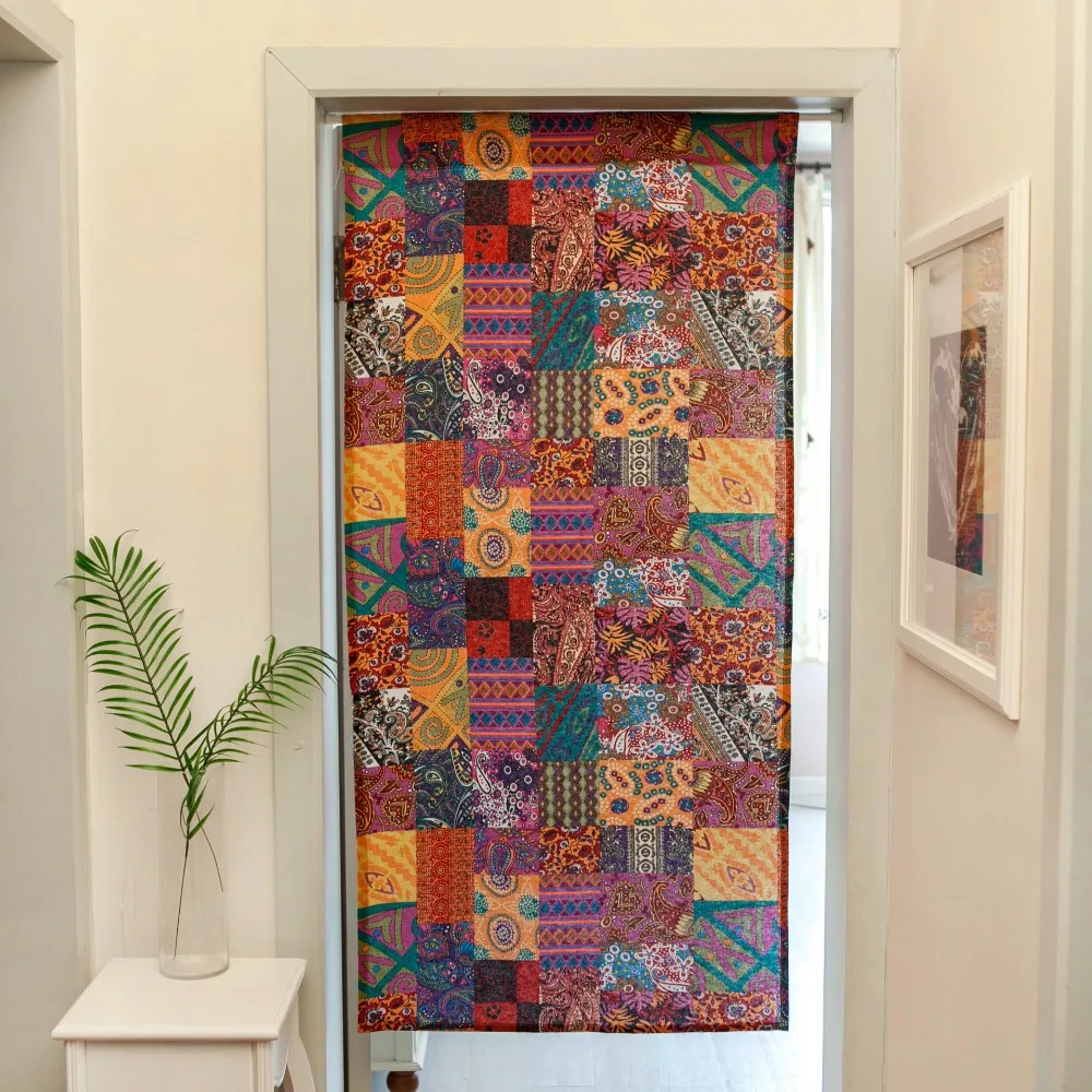 Cotton Door Curtain Nordic Doorway Divider Drapes for Kitchen Bathroom Home Decoration Rod Pocket Design (No Rod Included)