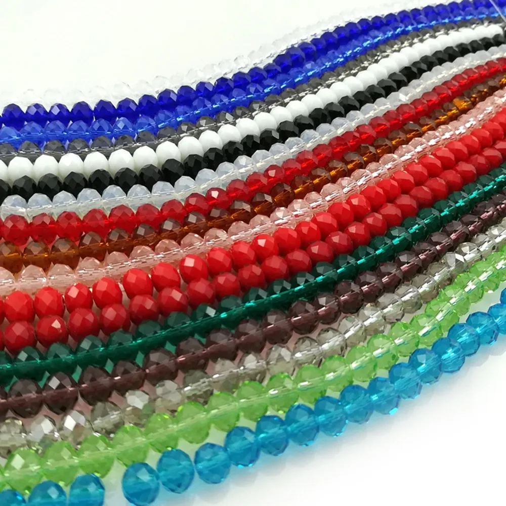 

6mm Faceted Wheel Glass Loose Beads Crystal Spacer Beads For DIY Jewelry 500pcs/lot 21 Colors