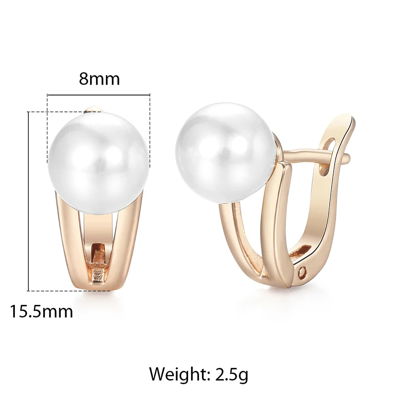 Simulated Pearl Stud Earrings For Women Girl 585 Rose Gold Color Earrings Woman Jewelry Classic Accessories Gifts GE249