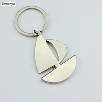New Double sail boat Metal Keychain Ring Keyring Key Chain Lover Romantic New For Christmas and Birthday Gift  #17141