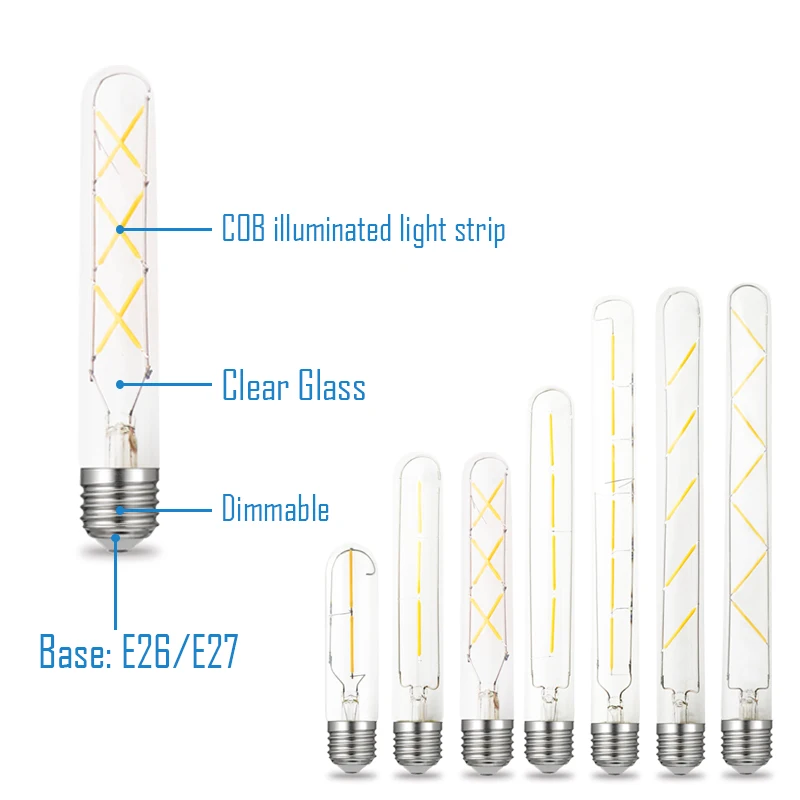 JCking-bombillas de filamento de tubo Led T30, 2W, 3W, 4W, 6W, 7W, E27/E26, 110V, 220V, lámpara Retro Vintage para iluminación de candelabro