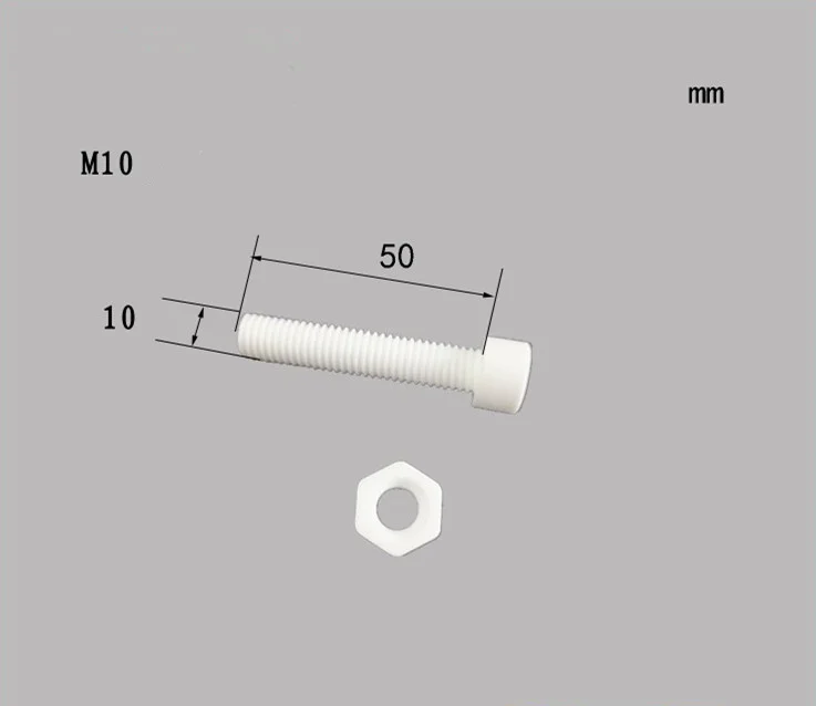 M10*50 Alumina  inner Hexagon Ceramic screws / 95% Alumina Screws / Antioxidant Bolts / High Temperature Screws