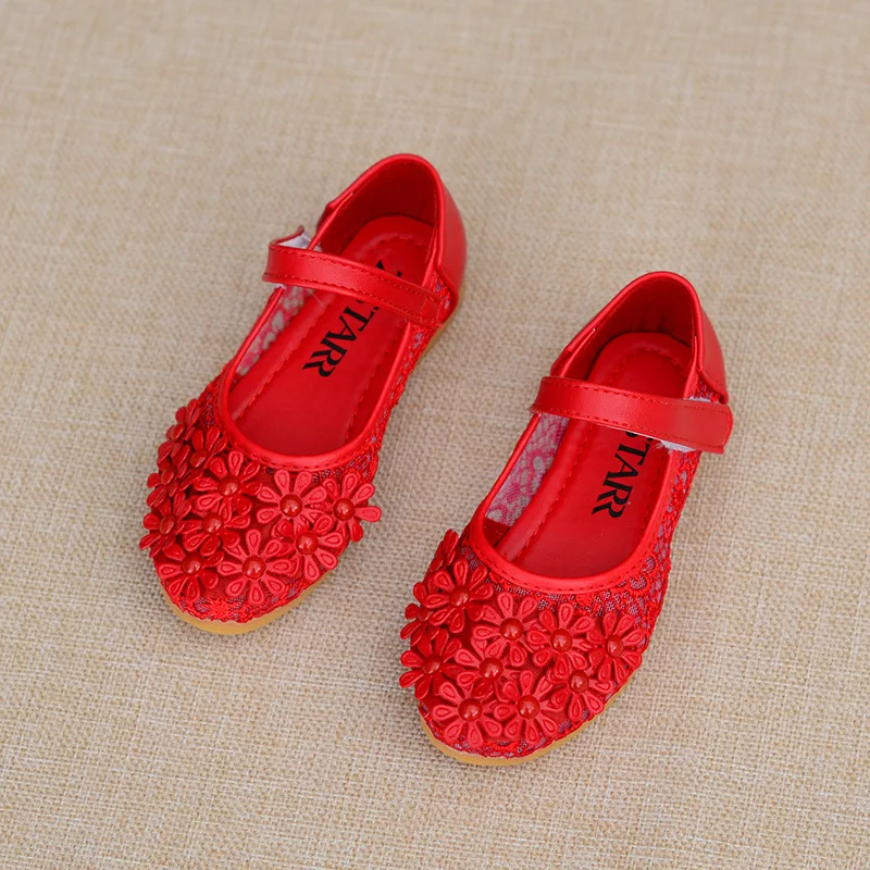 2022 neue Fashion Cut-Outs Mädchen Sandalen Prinzessin Blumen Schuhe Kinder Schuh Mädchen Sommer Kinder Spitze Sandalen Infant Schuhe rot