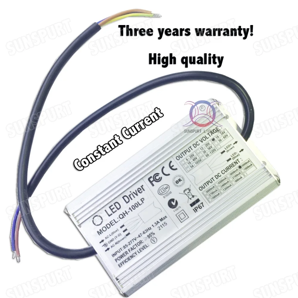 2 Pieces Isolation 100W AC85-277V LED Driver 6-10x10 3A DC18-34V IP67 Waterproof Constant Current For Spotlights Free Shipping