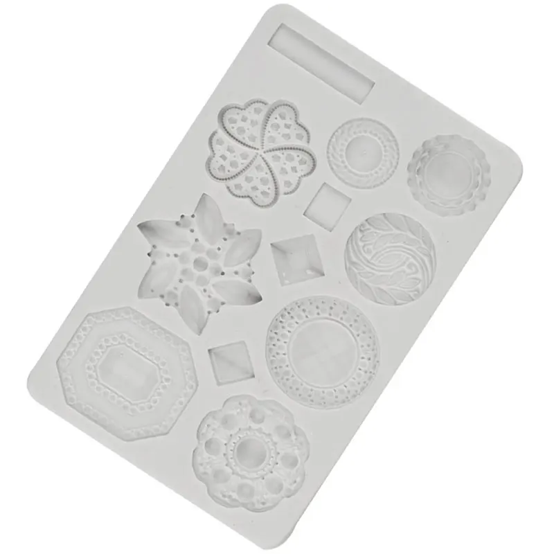 3D Gem Jewelry Silicone Mold Buttons Cupcake Topper Fondant Wedding Cake Decorating Tools Candy Clay Chocolate Gumpaste Moulds