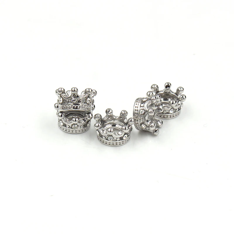 5Pcs/Lot CZ Crystal Crown Charm Beads Accessories DIY Metal Crystal Crown Spacer Beads for Bracelet Necklace Jewelry Making