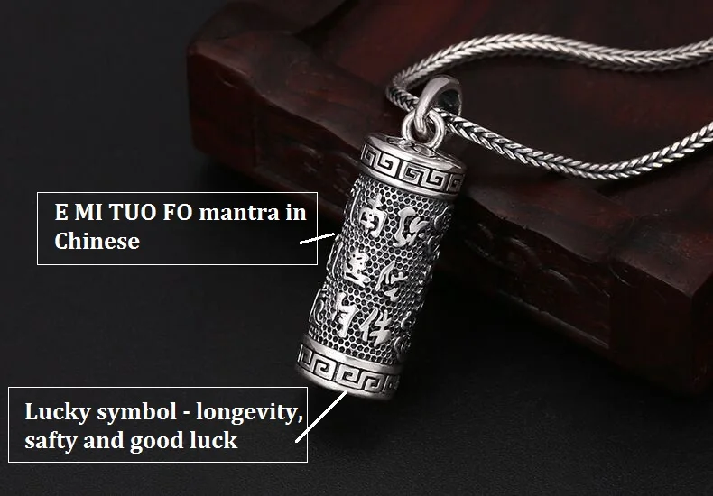 NEW 100% 999 Silver Tibetan Gau Box Pendant Necklace Pure Silver Budhhist Vajra OM Mani Padme Hum Box Pendant Six Words Pendant