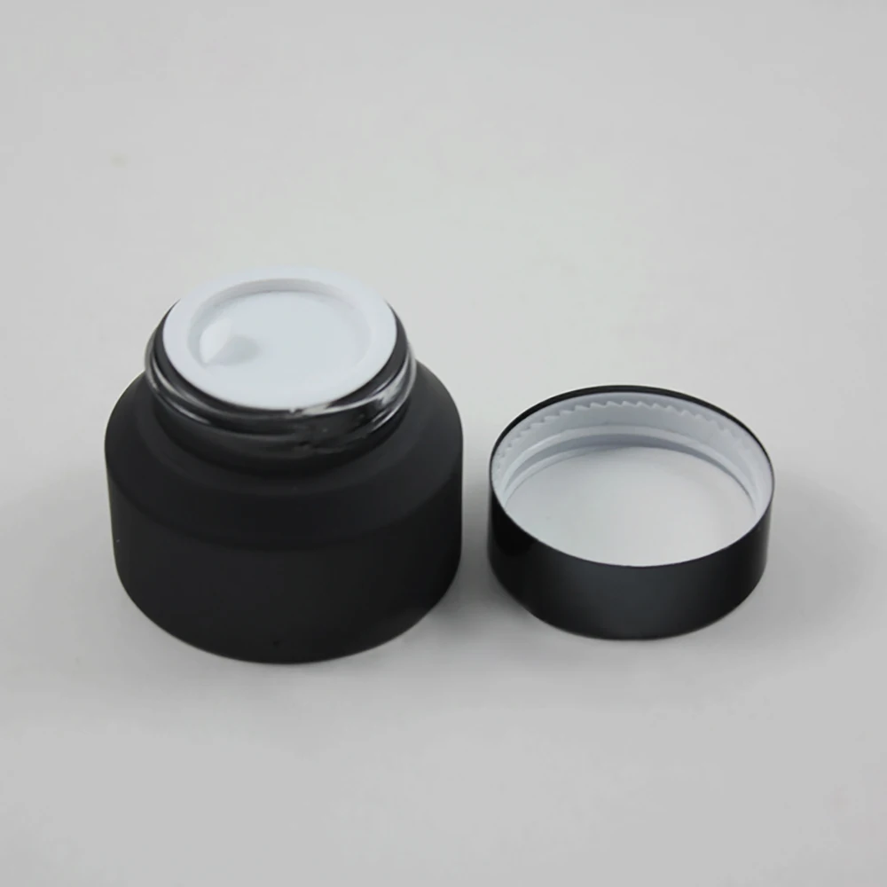 

30pcs empty 30g black frosted glass cream jar with black aluminum lid, glass black frost 30g cosmetic container for eye cream