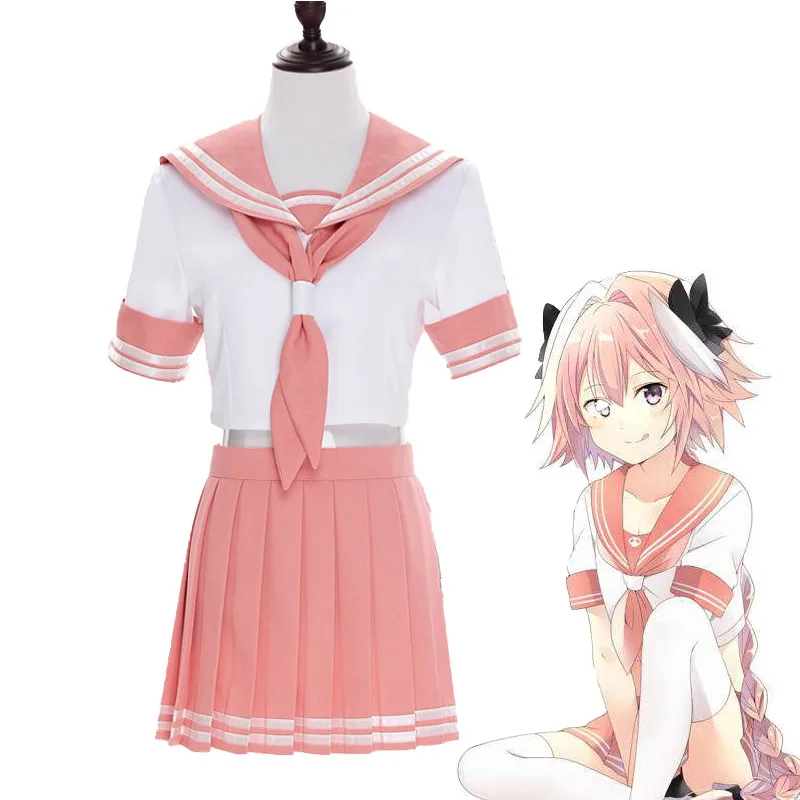 Anime Fate/Apocrypha Astolfo Cosplay Costumes Japanese Student Girls School Uniforms Halloween,Christmas Sailor suit Full Sets