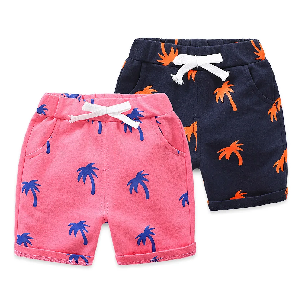 2022 new summer kids shorts boys girls Easy Beach pants loose army toddler Five points thin pants Children clothing Coconut tree