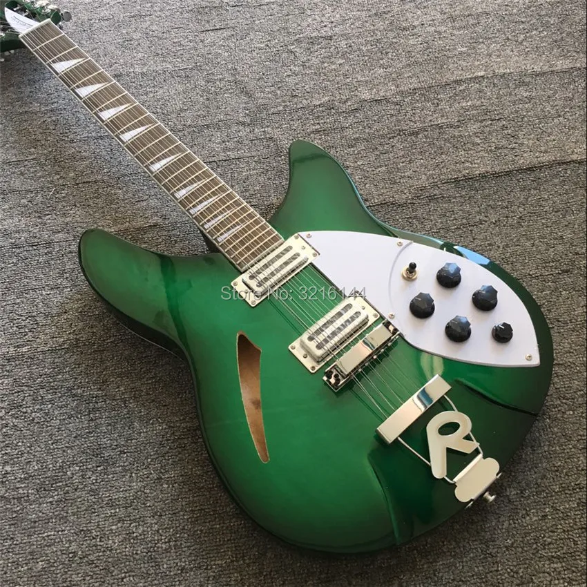 

green Semi Hollow body Rick 360 Electric guitar 12 strings guitar in Cherry burst color, All Color are available, Wholesale