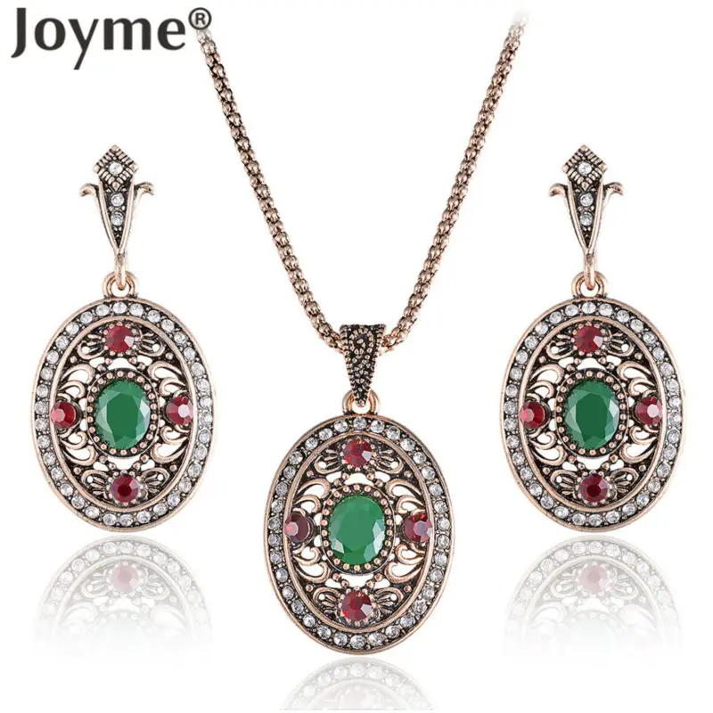 New Luxury Imitation Vintage Jewelry Sets For Women Bridal Wedding Jewelry Indian Ethnic Turkish Engagement  Wedding Accessories