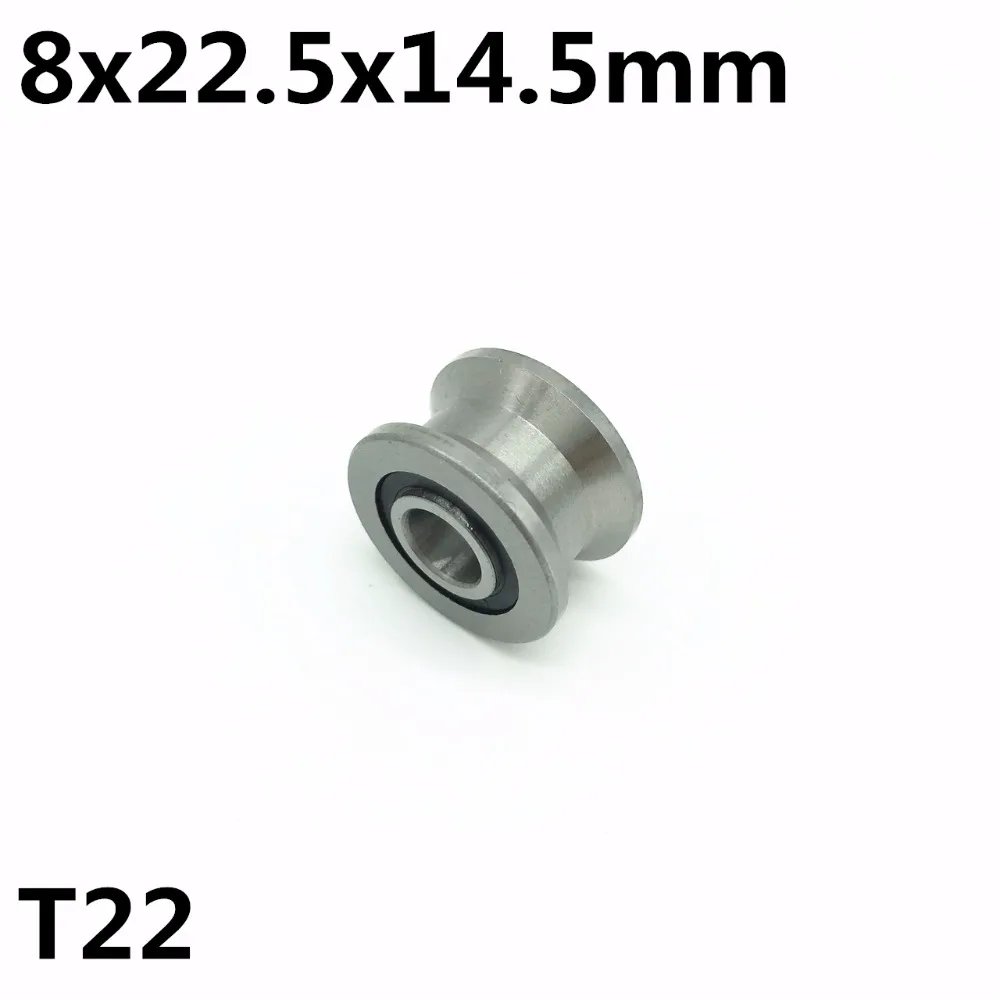 2pcs T22 8x22.5x14.5x13.5 mm T Groove Ball Bearing Guide Track Roller Bearings T-22 wheel ball bearing High quality