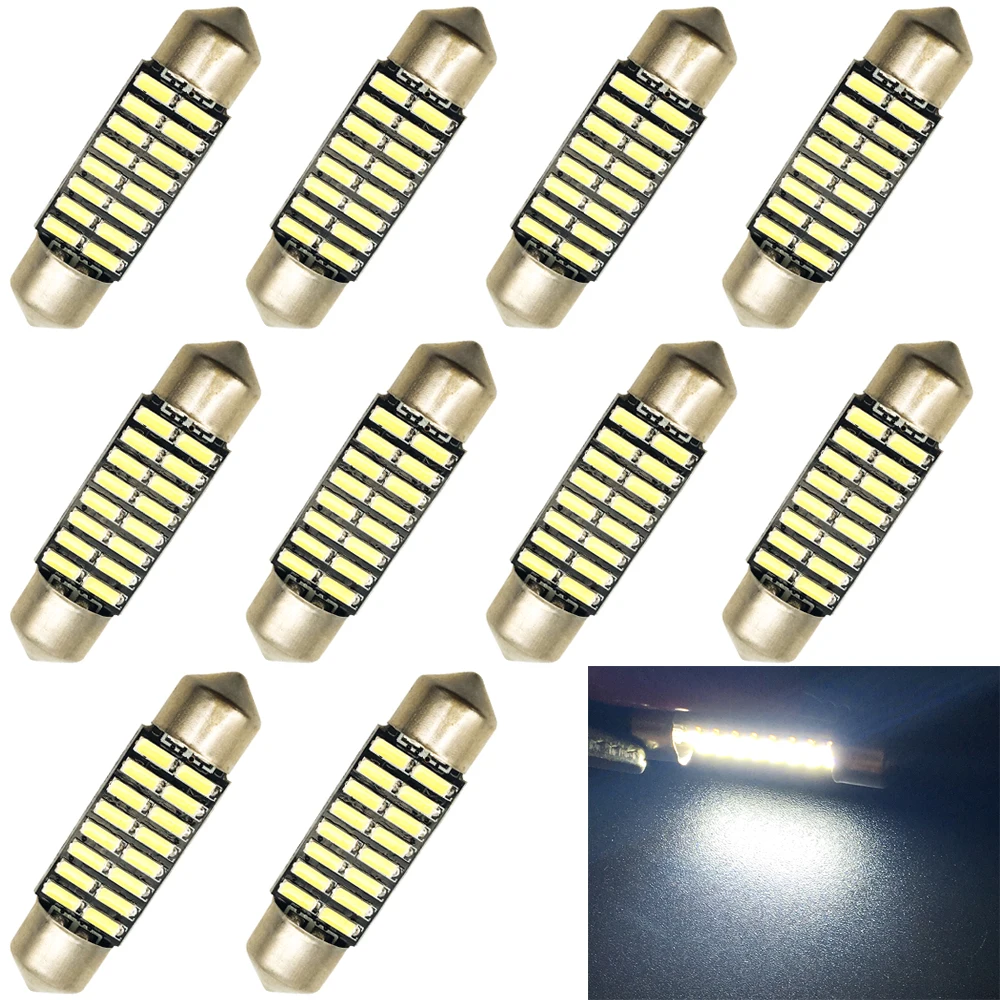 

10PCS 31mm 36mm 39mm 42mm light c5w Canbus 4014 SMD 16 LED Car Interior Reading Head Light Lights White Lamps Bulbs car styling