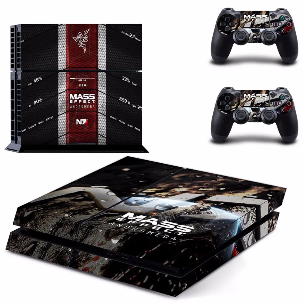 Stiker Tempel Kulit Efek Massa Game Andromeda PS4 untuk Konsol Sony PlayStation 4 dan 2 Pengendali Stiker Vinil Kulit PS4