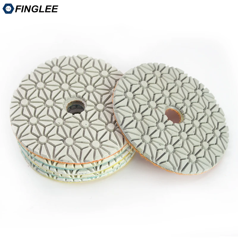 3 Steps Dry Diamond Polishing Pad FINGLEE 4 Inch/100mm Stone Work Restoration Buff Resin Discs for Granite Marble Quartz