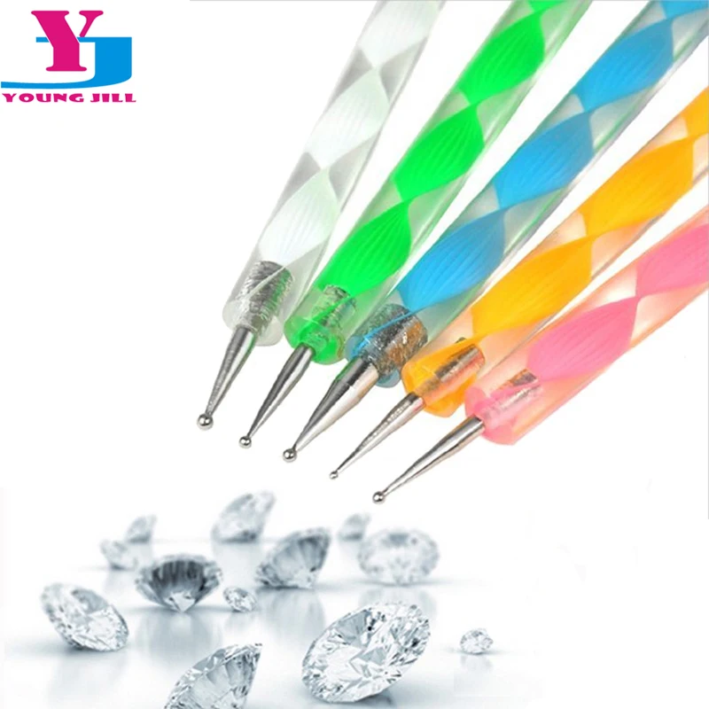 

5 Pcs/Set High Quality Nail Art Dotting 2 Way Marbleizing Tool Manicure Color Painting DIY Pen Nail Care Wholesale Nails Tools