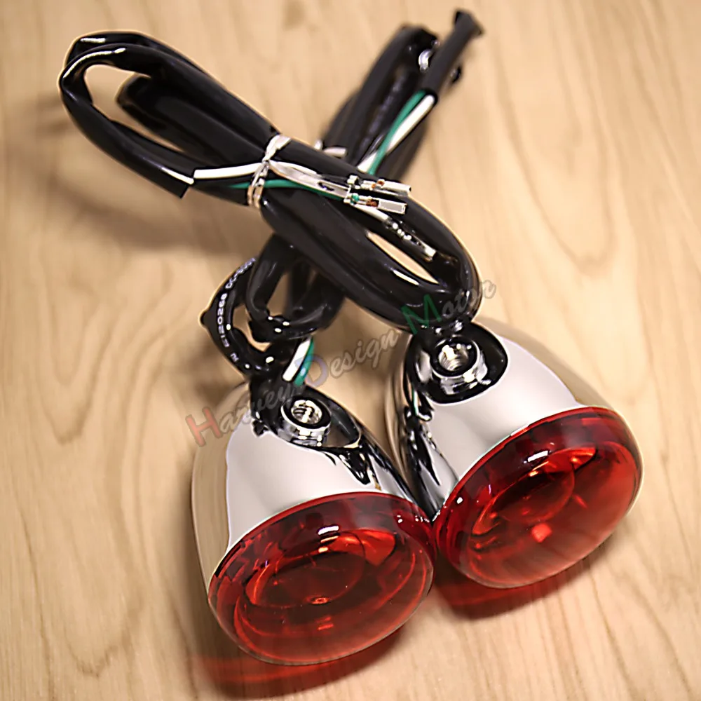 

Chrome Deuce/Bullet Rear Red Turn Signals For Harley Street Glide Softail Dyna Breakout 883 1200