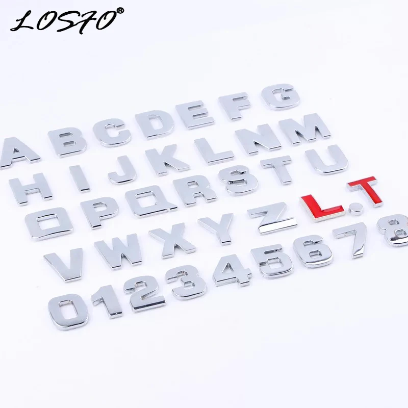 Car 25mm 3D Metal Arab Number/English Letter 1234567890. ABCDEFGHIGKLMNOPQRSTUVWXYZ Digital DIY Badge Logo decoration stickers