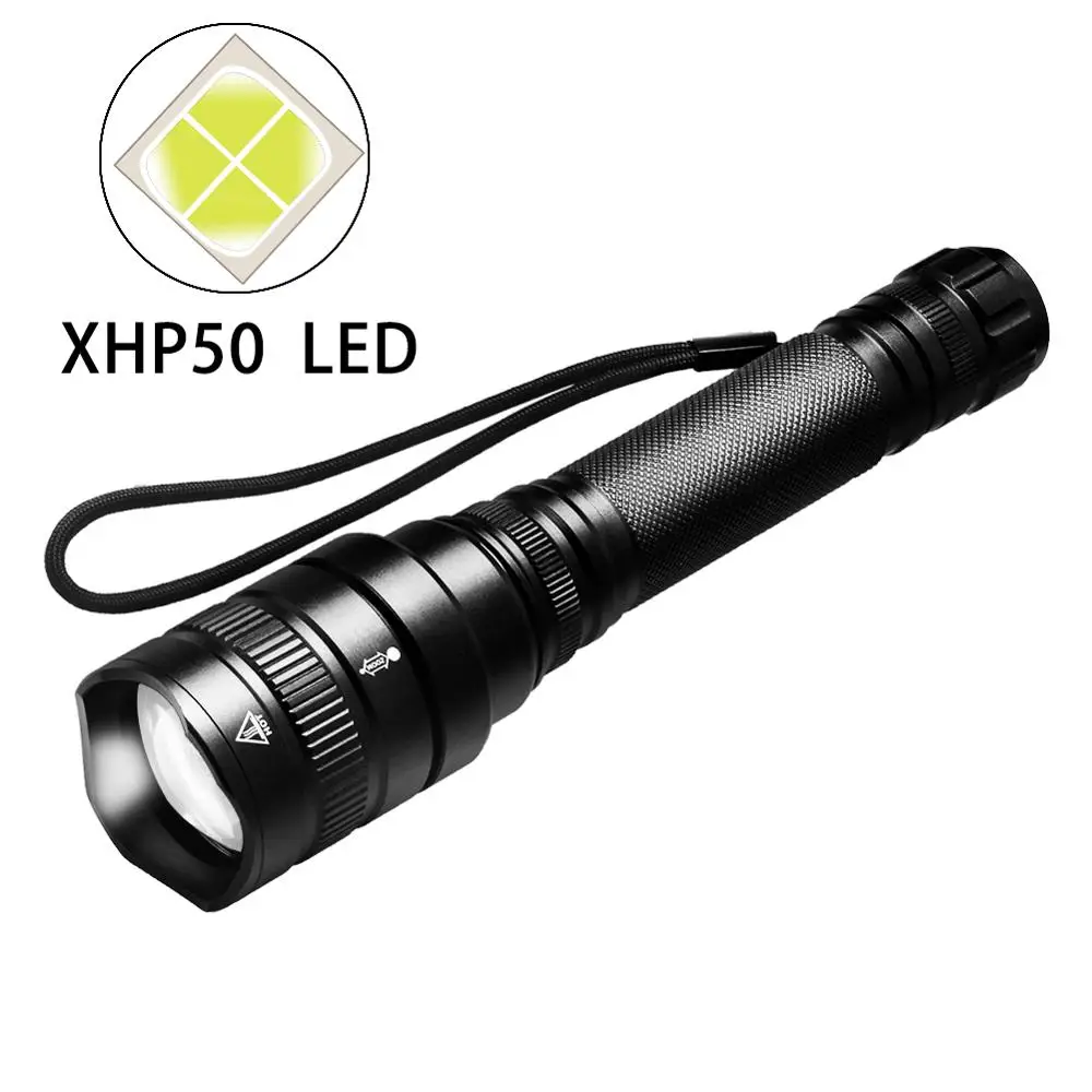 PANYUE 10PCS Tactical Flashlight XHP50 High Power 18650 battery 3000Lumen zoomable LED Aluminum 5 mode LED flashlight torch