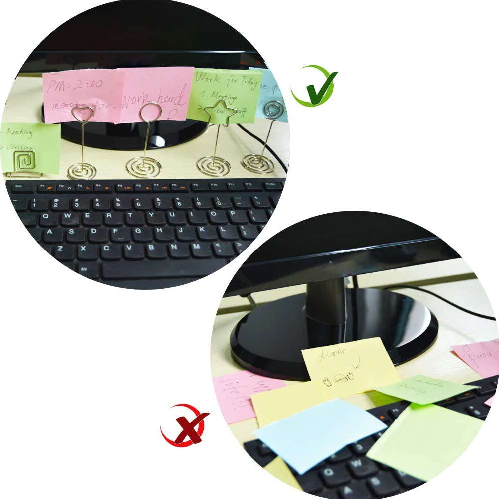 XRHYY 2pcs Card Holder Place Card Holders Table Number Stands Wire Table Picture Photo Holder Name Menu Memo Clips Star Shape