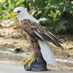 ZILIN Highly Vivid Bald Eagle With Real Feather Handmade Bald Eagle Delicate Home Decor, 30*20*25 cm