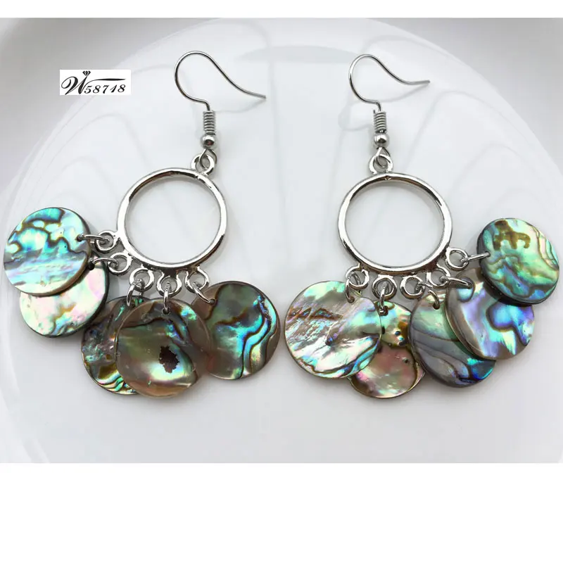 Fashion Jewelry New Zealand Abalone Shell Beads Dangle Earrings 1Pair WFH635