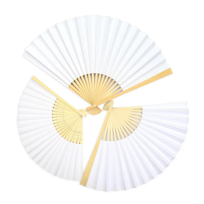 Chinese style blank paper folding DIY painting fan DIY Paper Fan White Doodle Tool Art Painting Durable for Kids Art Supplies