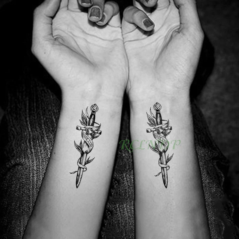 Waterproof Temporary Tattoo Sticker dagger Knife Anchor Flash Tatoo Fake Tatto arm Wrist Foot hand foot For Girl Men Women