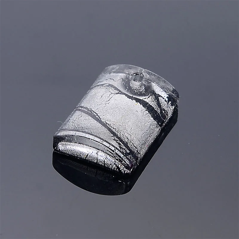Fashion Flat Rectangle Lampwork Art Murano Glass Charm Pendant  Foil For Diy Girls Women Necklace Earring Making