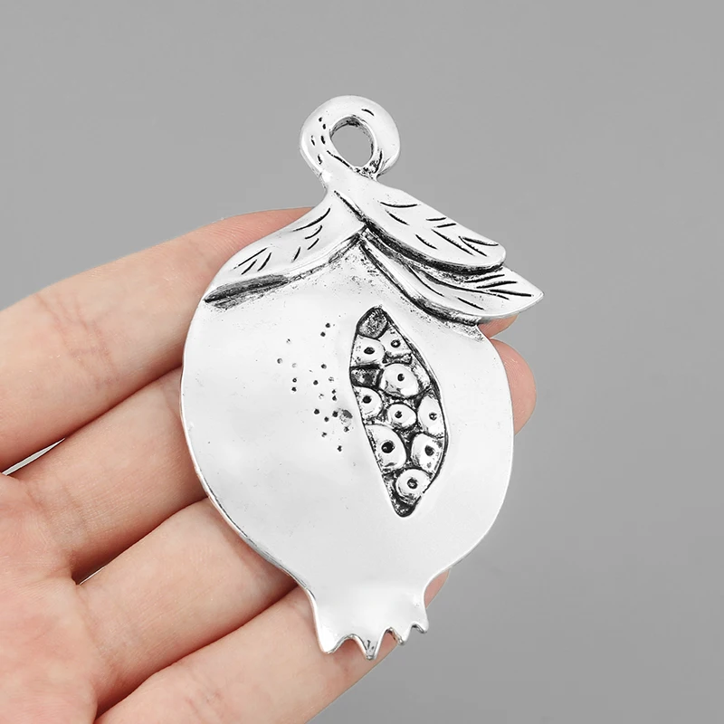 2Pcs Tibetan Silver Large Creative Pomegranate Fruit Food Charms Pendant For DIY Necklace Jewelry Making Supplies