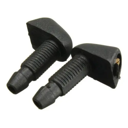 2 pcs Black Plastic Car Front Window Windshield Washer Spray Nozzle For BMW Pair