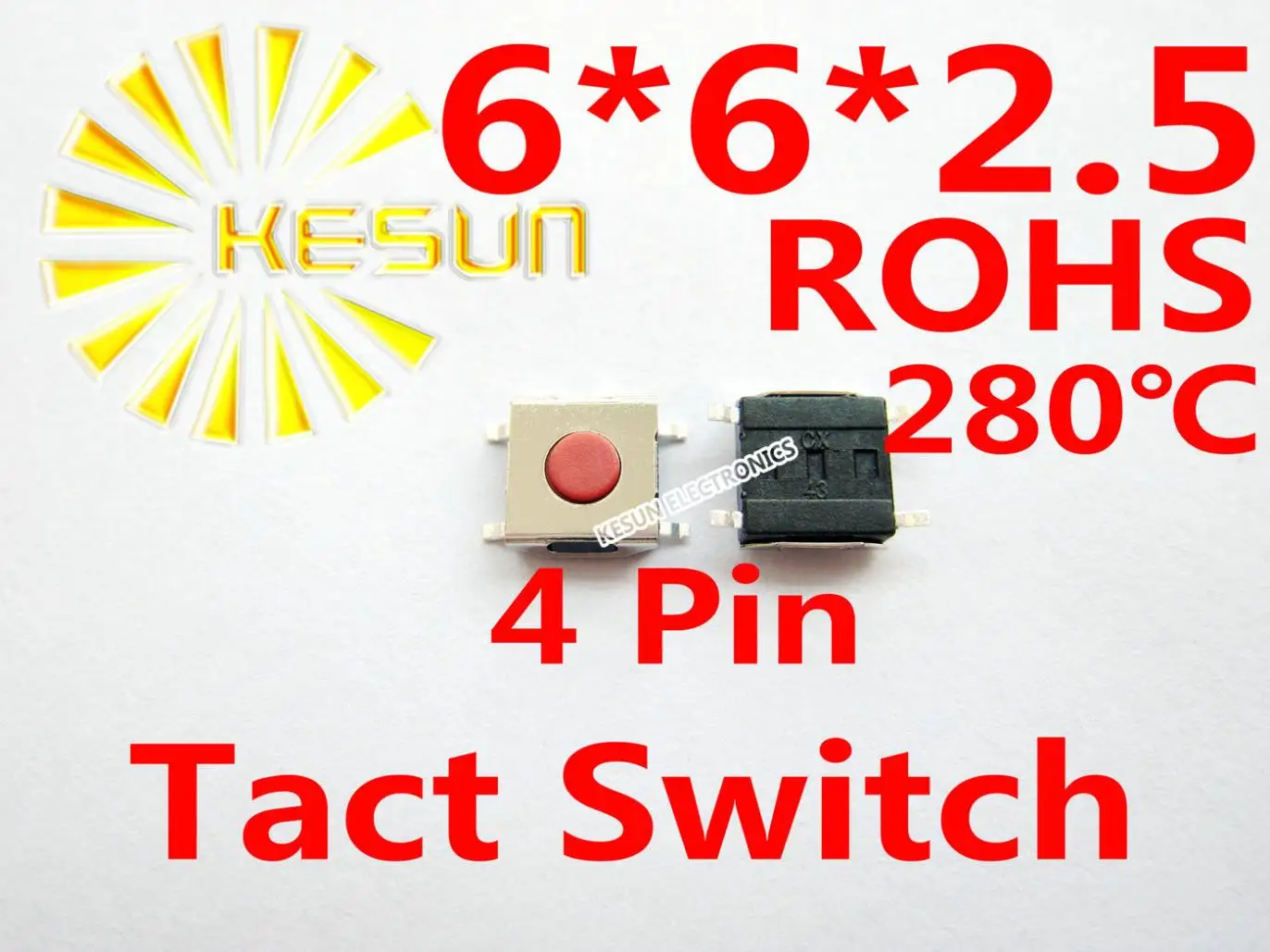 1000PCS  SMT 6X6X2.5MM 4pin Tactile Tact Push Button Micro Switch Momentary ROHS