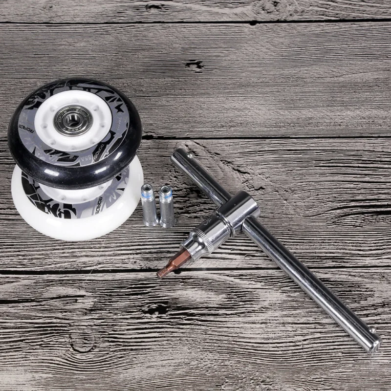 Funcional Handy Hexagonal Inline Roller, T-Handle Allen Wrench, Skate Hex Key, Acessório de Ferramenta, 4mm, Prata