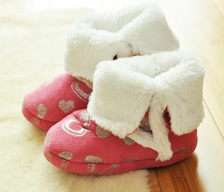 new arrival Children's home shoes for winter girls warm home shoes Home Plush Slippers TWO way Wear Home floor cotton boots