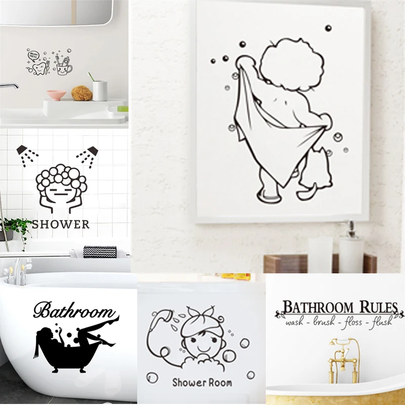 Bathroom Washroom Bubble Shower Home Decor Decal Mural Wall Stickers Door Decor