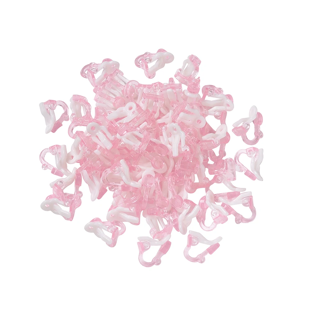 

1000pcs Plastic Clip-on Earring Clips Clasps Hooks For DIY Earrings Accessories Component Findings Making Pink White 14x9x13mm