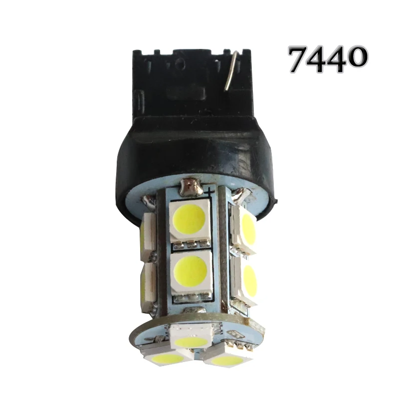 100x Free shipping car led T20 7440 W21W 13 led smd 5050 13smd led turn brake light bulb lamp WHITE RED YELLOW 12V