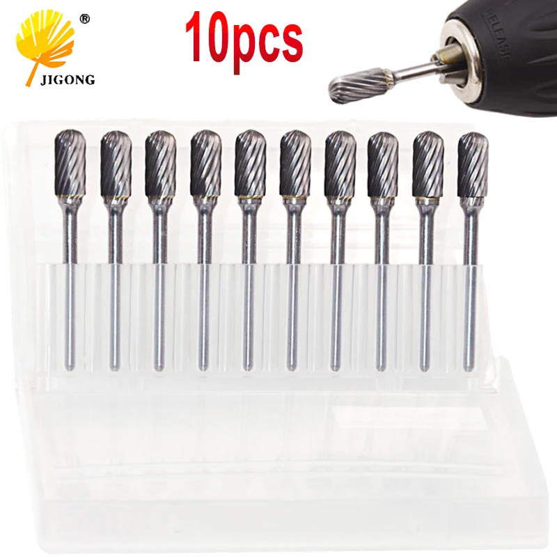 

Концевая фреза из вольфрамовой стали с прямым хвостовиком 3x6,25 мм, твердосплавная фреза с канавками, 10 шт.